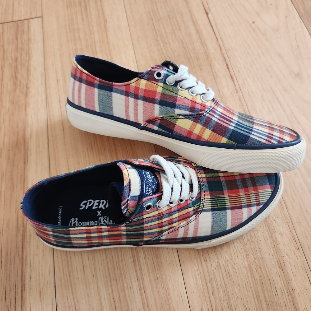Sperry Rowing Blazers X Madras Sneakers Plaid Men's Size 6 Womens Size 8 *New*